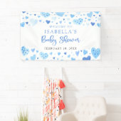 Blue Hearts Valentine Sweetheart Baby Shower Banner (Insitu)