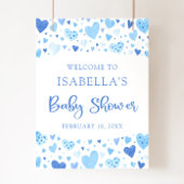 Blue Hearts Valentine Sweetheart Baby Shower Poster