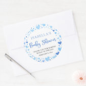 Blue Hearts Valentine Sweetheart Baby Shower Runder Aufkleber (Umschlag)