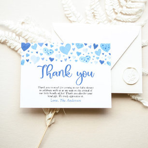 Blue Hearts Valentins-Baby-Party Dankeschön-Karte Einladung