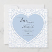 Blue Hearts Vintage Baby Shower Einladung (Vorderseite)