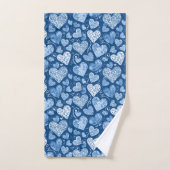 Blue Hearts Watercolor Hand Drawn Badhandtuch Set (Handtuch)