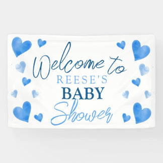 Blue Hearts Winter Baby Dusche Begrüßungsbanner Banner