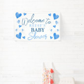Blue Hearts Winter Baby Dusche Begrüßungsbanner Banner (InSitu)