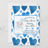 Blue Hearts Winter Baby Dusche Einladung (Vorderseite)
