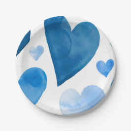 Blue Hearts Winter Baby Dusche Pappteller