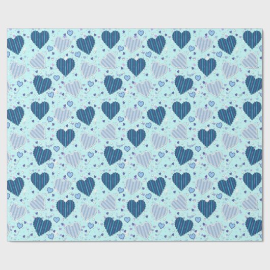Blue Hearts Wrapping Papaer Geschenkpapier (Flach)