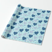 Blue Hearts Wrapping Papaer Geschenkpapier (Ungerollt)