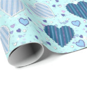 Blue Hearts Wrapping Papaer Geschenkpapier (Rolleneckpunkt)