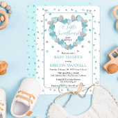 Blue Hearts Wreath eine kleine Sweetheart Baby Dus Einladung