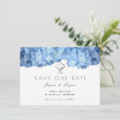 Blue Heaven Floral Rettete unsere Date Hearcard Save The Date (Stehend Vorderseite)