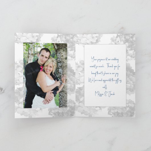 Blue Heaven Hydrangea auf Steppe Danke Note Card (Innenseite)