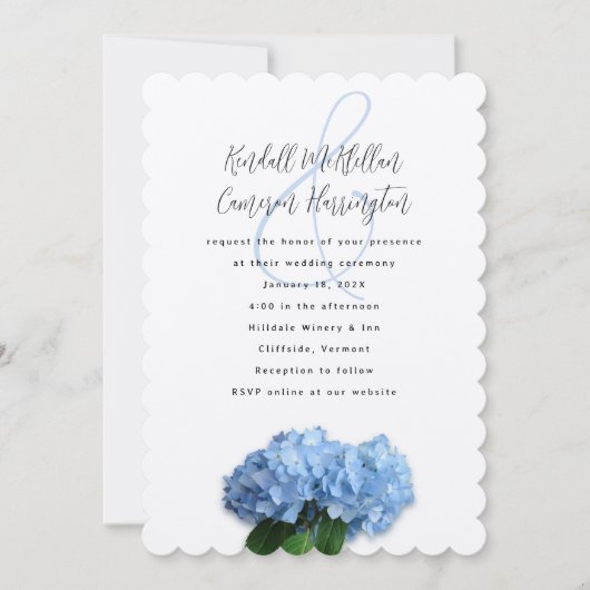 Blue Heaven Hydrangea Wedding Couple Einladung (Vorderseite)