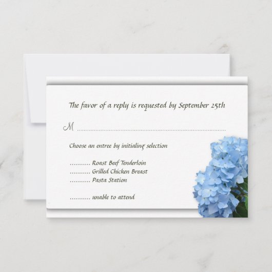 Blue Heaven Hydrangea Wedding RSVP Cards (Vorderseite)