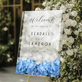 Blue Heaven Hydrangea Wedding Welcome Opaque Acrylschild