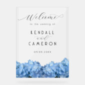 Blue Heaven Hydrangea Wedding Welcome Opaque Acrylschild (Vorderseite)