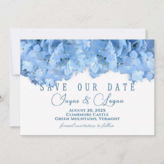 Blue Heaven Modern Floral Save the Date Card (Vorderseite)