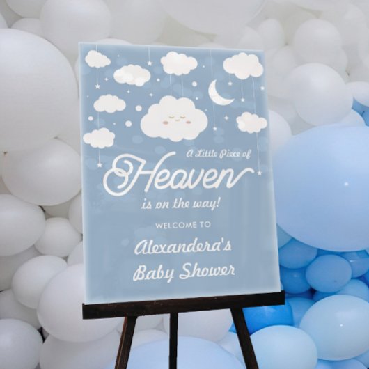 Blue Heaven Sent Baby Dusche Willkommen Acrylschild
