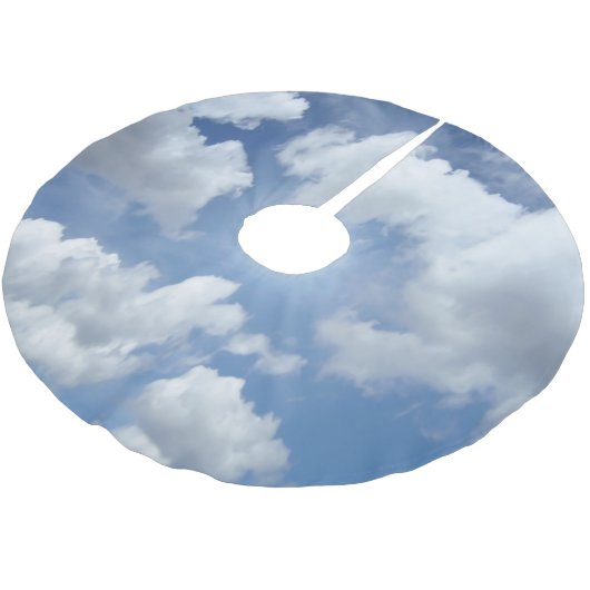 Blue Heaven Wolken + Ihre Ideen Polyester Weihnachtsbaumdecke (Schrägansicht)