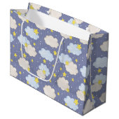  Blue Heavenly Stars And Clouds  Große Geschenktüte (Vorderseite Schrägansicht)