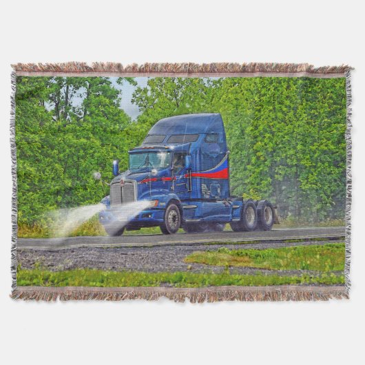 Blue Heavy Lkw Minus Load Highway Driving Art Decke (Vorderseite)