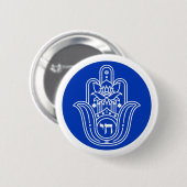 Blue Hebrew Chai Jewish Hand Miriam Hamsa Button (Vorne & Hinten)