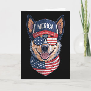 Blue Heeler 4. Juli US-amerikanische Flagge Hund P Karte