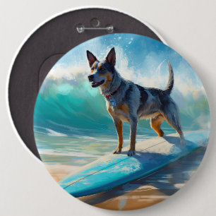 Blue Heeler Beach Surfanstrich Button