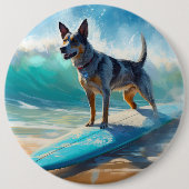 Blue Heeler Beach Surfanstrich Button (Vorderseite)