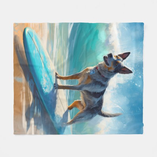 Blue Heeler Beach Surfanstrich Fleecedecke (Vorderseite (Horizontal))