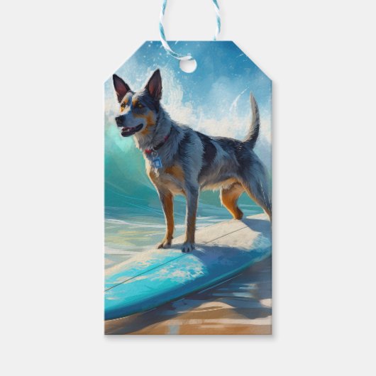 Blue Heeler Beach Surfanstrich Geschenkanhänger (Vorderseite)