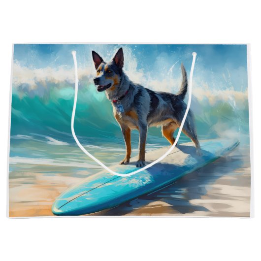 Blue Heeler Beach Surfanstrich Große Geschenktüte (Vorderseite)