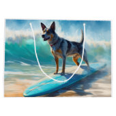 Blue Heeler Beach Surfanstrich Große Geschenktüte (Rückseite)