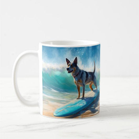Blue Heeler Beach Surfanstrich Kaffeetasse (Links)