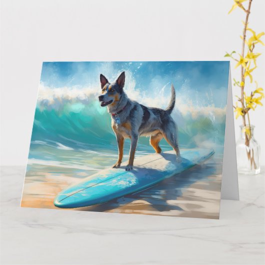 Blue Heeler Beach Surfanstrich Karte (Gelbe Blume)