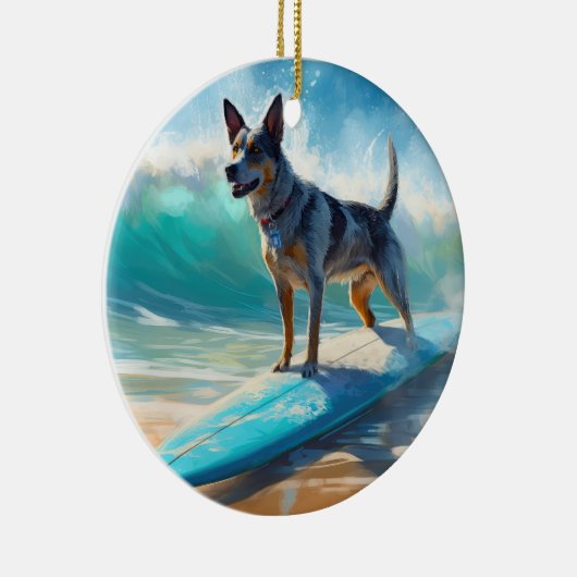 Blue Heeler Beach Surfanstrich Keramik Ornament (Rechts)