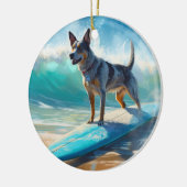 Blue Heeler Beach Surfanstrich Keramik Ornament (Links)