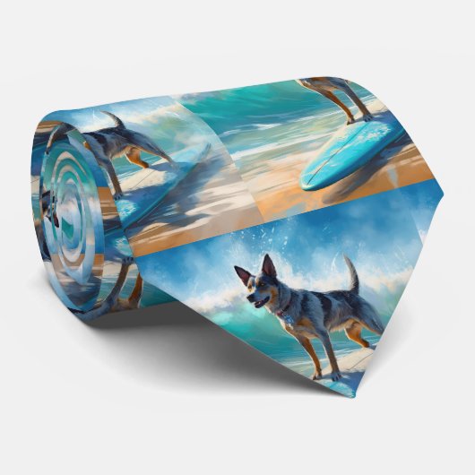 Blue Heeler Beach Surfanstrich Krawatte (Gerollt)