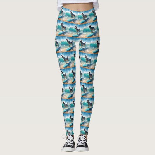Blue Heeler Beach Surfanstrich Leggings (Vorderseite)