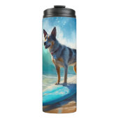 Blue Heeler Beach Surfanstrich Thermosbecher (Vorderseite)