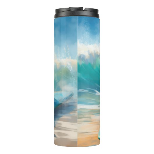 Blue Heeler Beach Surfanstrich Thermosbecher (Rückseite)