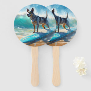 Blue Heeler Beach Surfen Malerei Fächer
