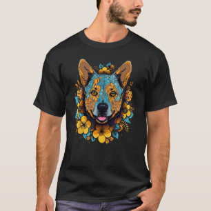 Blue Heeler Blume Sommer Floral Australischer Rind T-Shirt