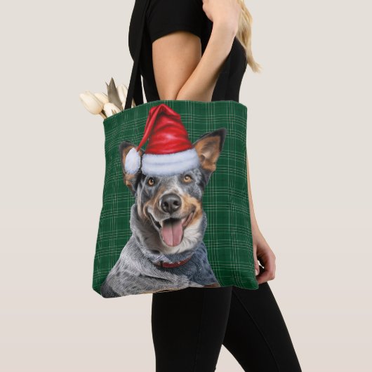 Blue Heeler Cattl Christmas Dog Seasonal Plaid Tasche (Von Nahem)