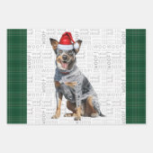 Blue Heeler Christmas Dog Green Kariert Geschenkpapier Set (Vorderseite)