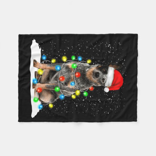 Blue Heeler Christmas Light Funny Gift For Dog Lov Fleecedecke (Vorderseite (Horizontal))