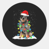 Blue Heeler Christmas Light Funny Gift For Dog Lov Runder Aufkleber (Vorderseite)