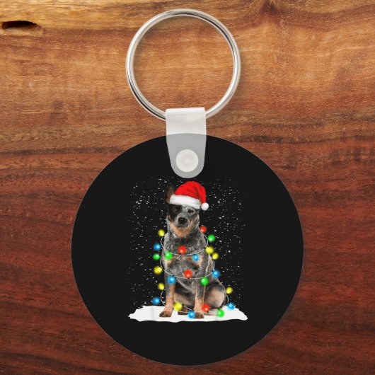 Blue Heeler Christmas Light Funny Gift For Dog Lov Schlüsselanhänger (Vorderseite)