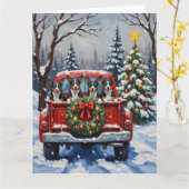 Blue Heeler Christmas Red Truck Holiday Karte (Gelbe Blume)