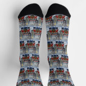 Blue Heeler Christmas Red Truck Holiday Socken (Oben)